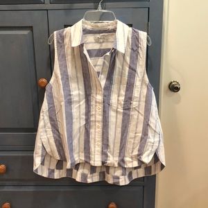 Madewell sleeveless collared striped button up